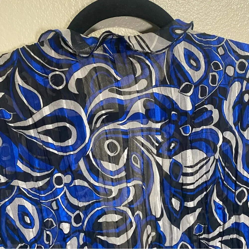 Notations Sheer Blouse L Abstract Fairy Whimsical Ruffled Open Front Flowy y2k‎